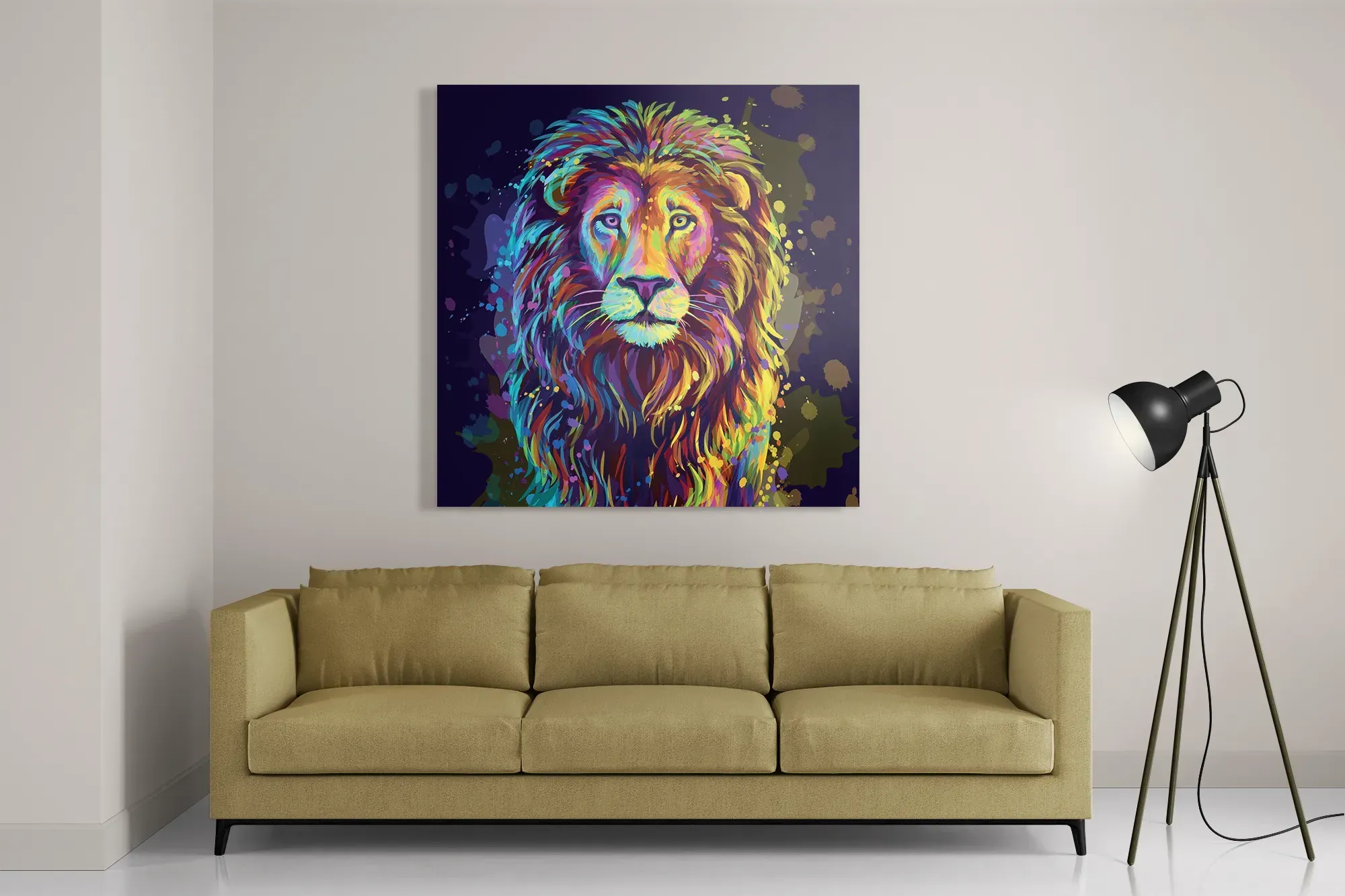 Template_D_Vierkant_Dieren_64-2 Schilderij Colored Lion Vierkant Template D Vierkant Dieren 64 2