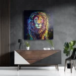 Schilderij Colored Lion Vierkant Template D Vierkant Dieren 64 3