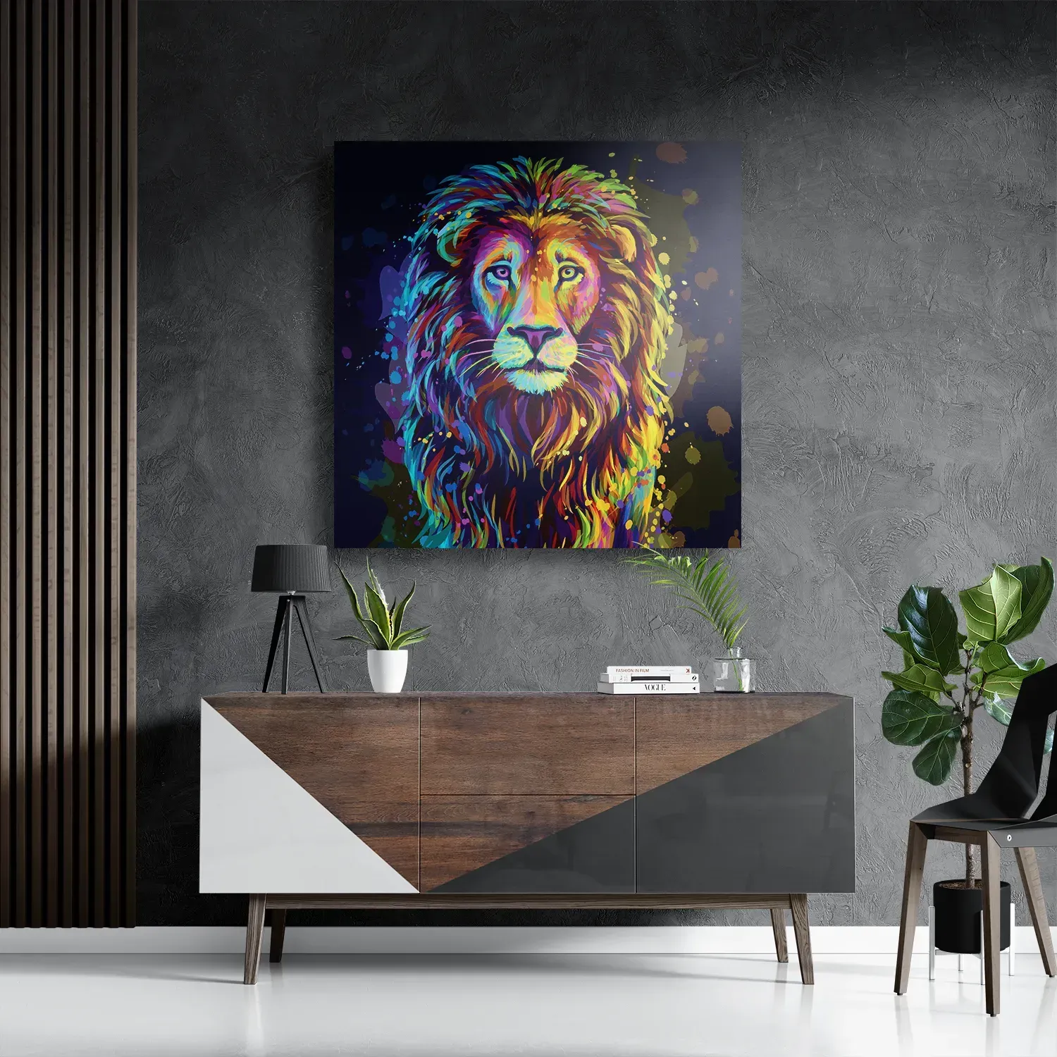 Template_D_Vierkant_Dieren_64-3 Schilderij Colored Lion Vierkant Template D Vierkant Dieren 64 3