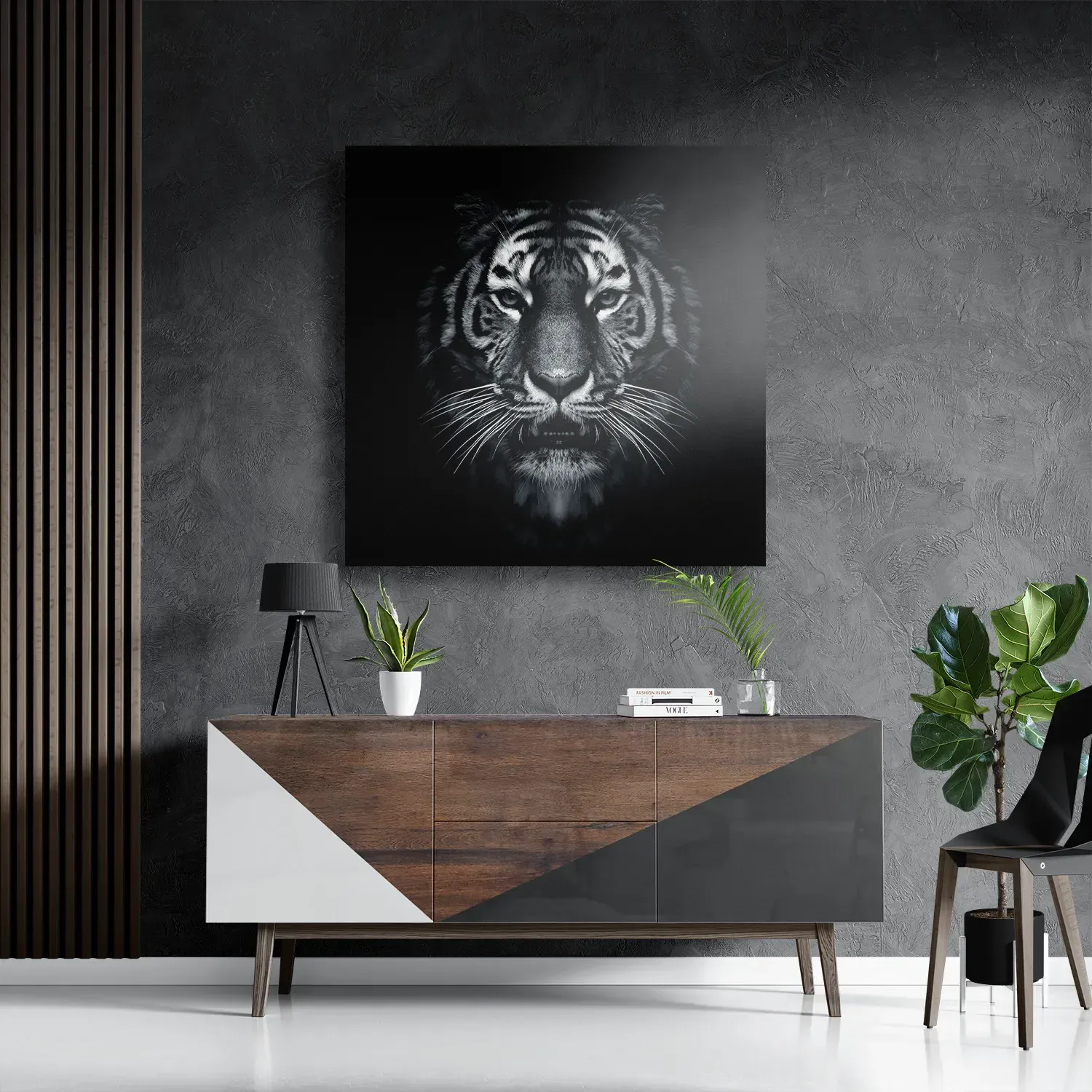 Template_D_Vierkant_Dieren_67-3 Schilderij De Tijger Zwart Wit Vierkant Template D Vierkant Dieren 67 3