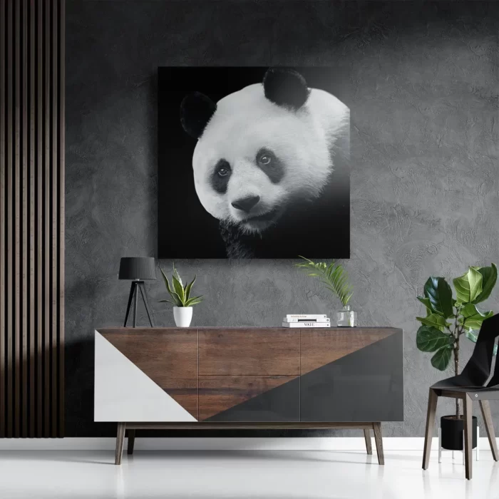 Schilderij Pandabeer Zwart Wit 02 Vierkant Template D Vierkant Dieren 74 3