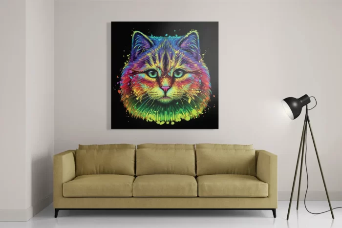 Schilderij Colored Cat Vierkant Template D Vierkant Dieren 76 2