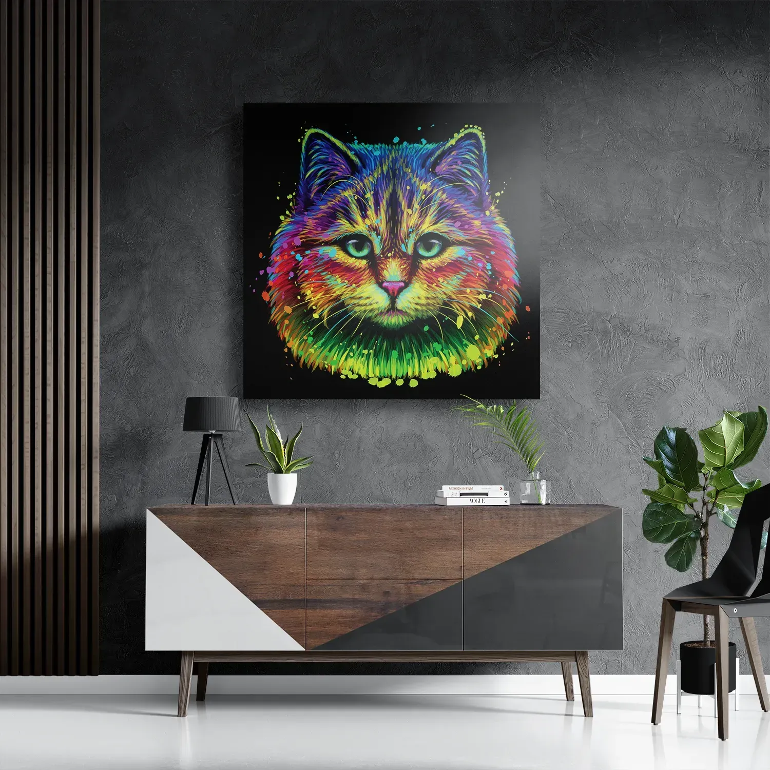 Template_D_Vierkant_Dieren_76-3 Schilderij Colored Cat Vierkant Template D Vierkant Dieren 76 3