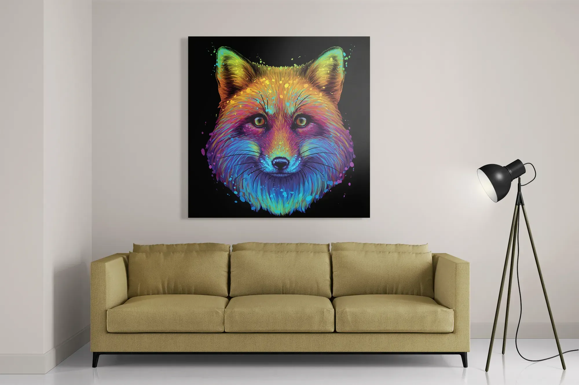 Schilderij Colored Wolf Vierkant Template D Vierkant Dieren 77 2