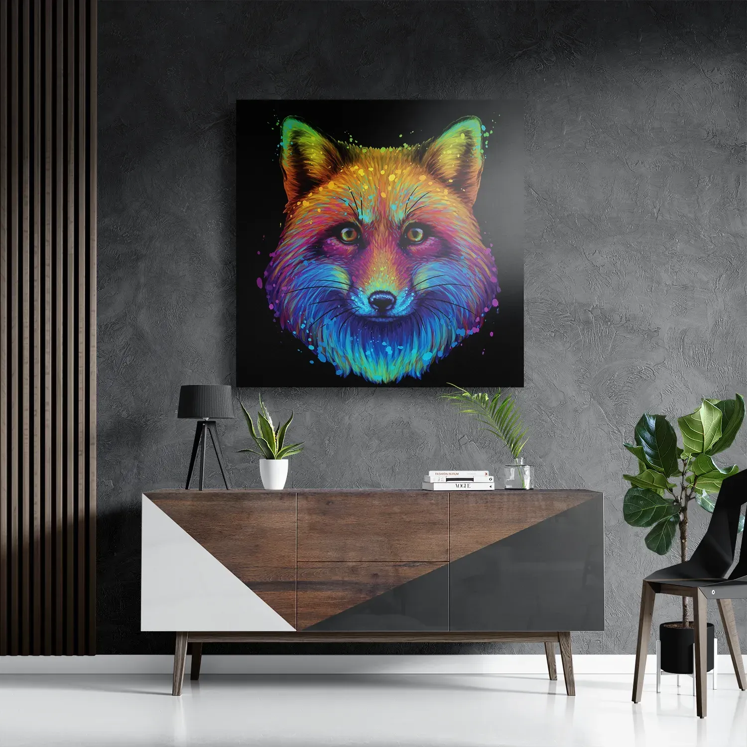 Schilderij Colored Wolf Vierkant Template D Vierkant Dieren 77 3