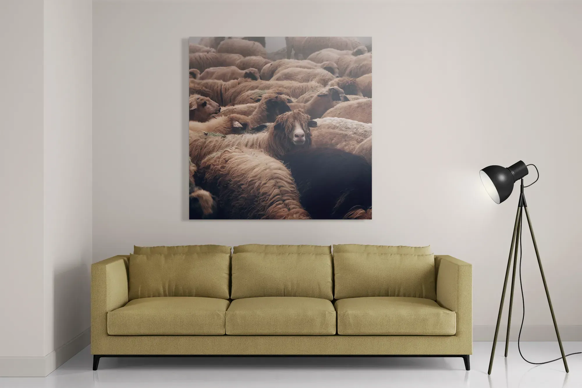 Schilderij Kudde Schapen Vierkant Template D Vierkant Dieren 8 2
