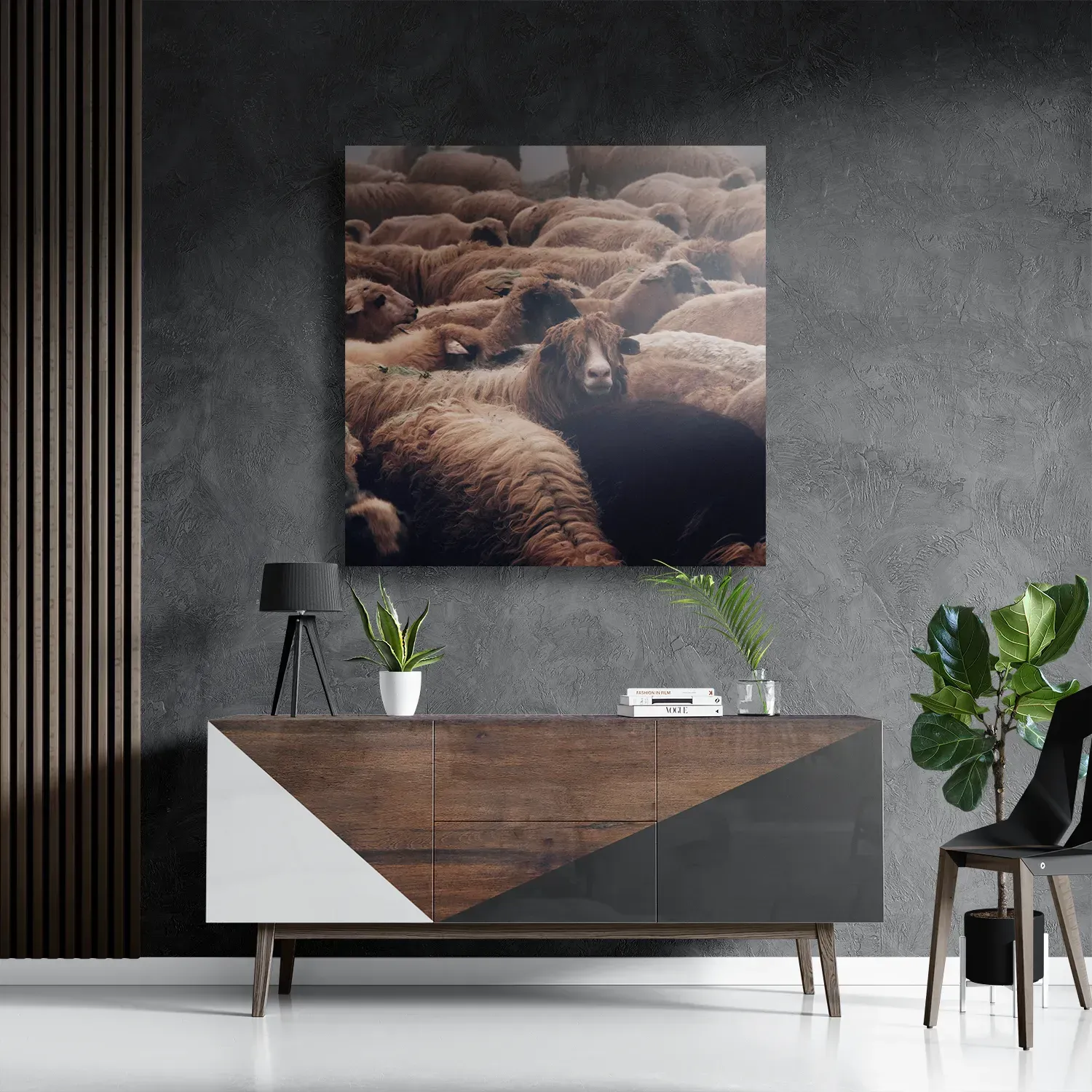 Schilderij Kudde Schapen Vierkant Template D Vierkant Dieren 8 3