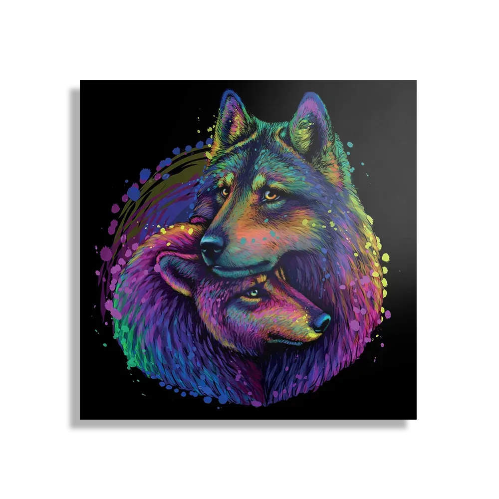 Schilderij Colored Wolves Vierkant Template D Vierkant Dieren 80 1