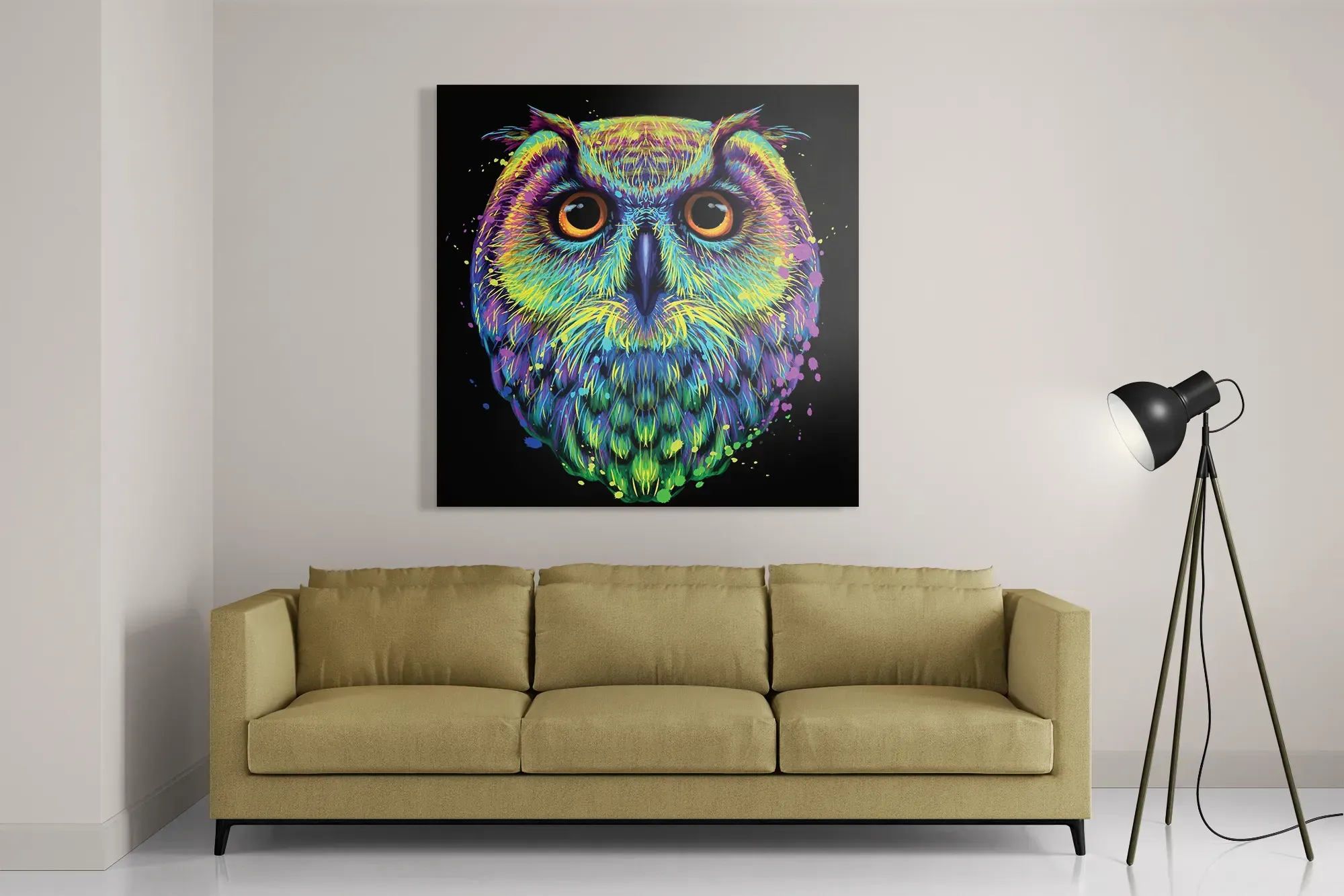 Schilderij Colored Owl 01 Vierkant Template D Vierkant Dieren 82 2