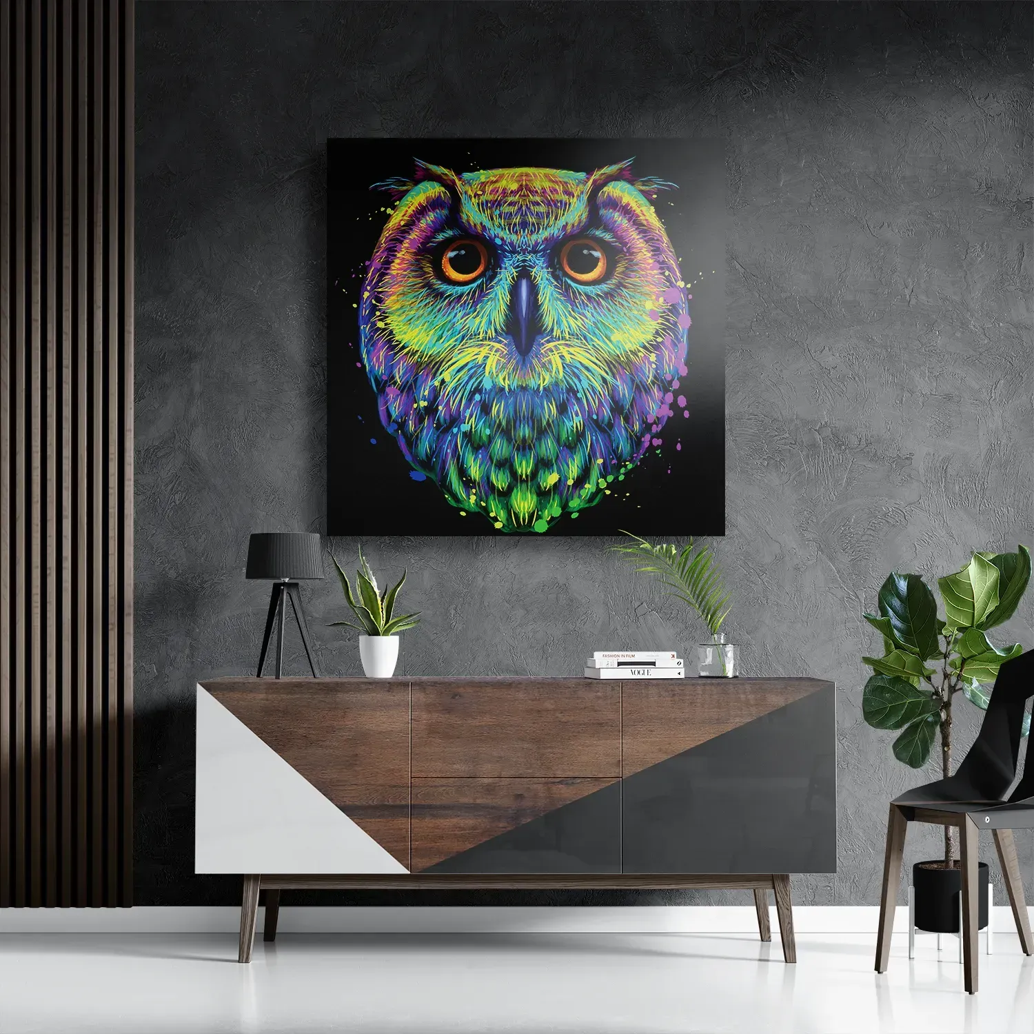Schilderij Colored Owl 01 Vierkant Template D Vierkant Dieren 82 3
