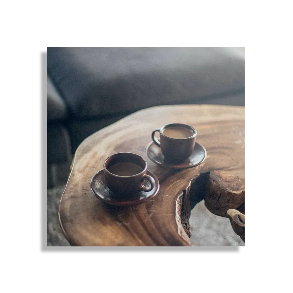Schilderij Kopjes Koffie op Tafel Vierkant Template D Vierkant Eten En Drinken 23 1
