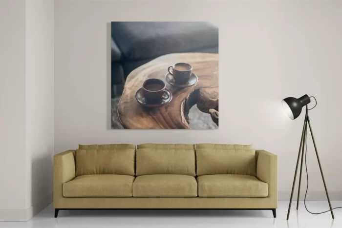 Schilderij Kopjes Koffie op Tafel Vierkant Template D Vierkant Eten En Drinken 23 2
