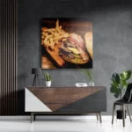 Schilderij Burger Plank Vierkant Template D Vierkant Eten En Drinken 24 3