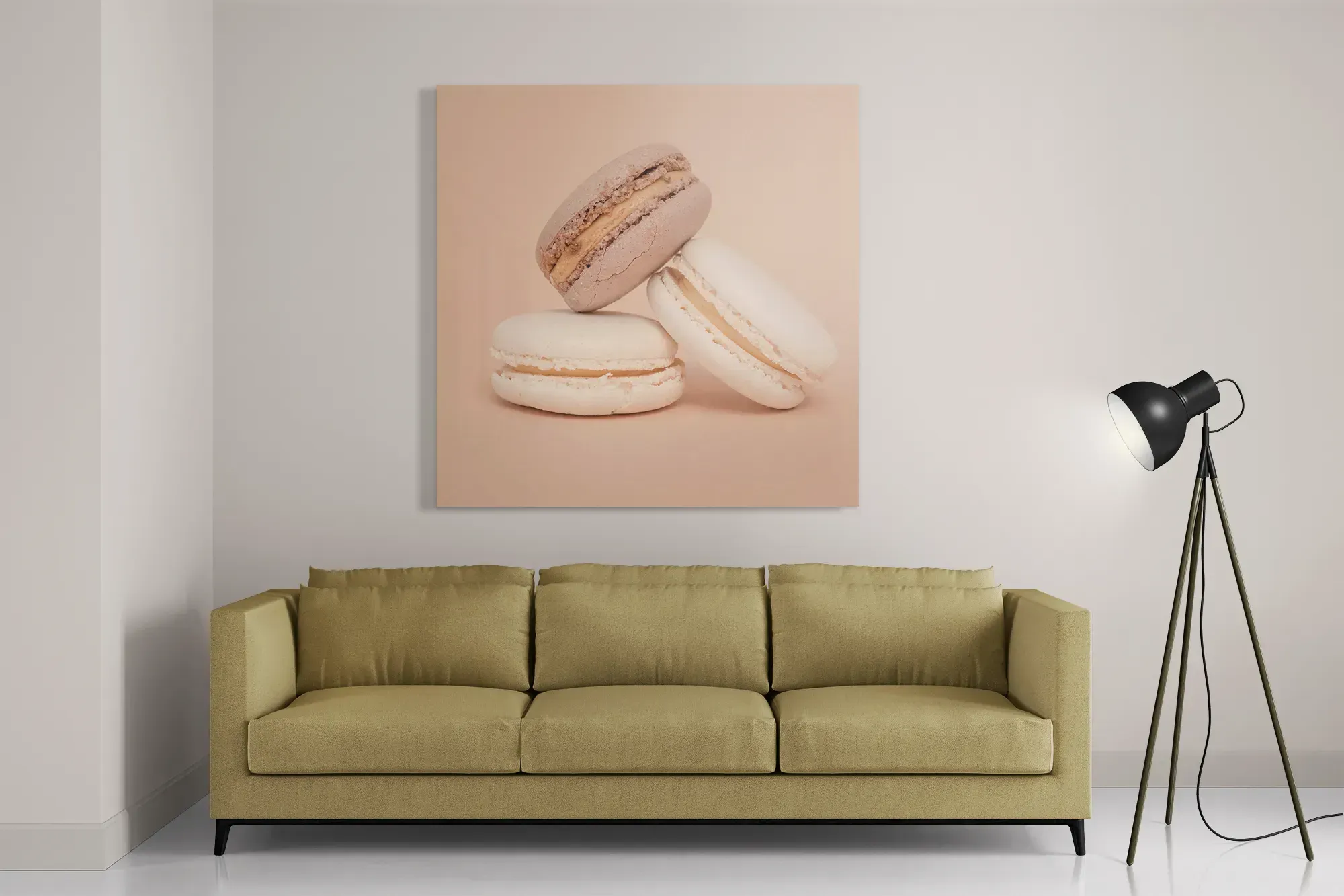 Schilderij Macarons Beige Tinten 01 Vierkant Template D Vierkant Eten En Drinken 26 2