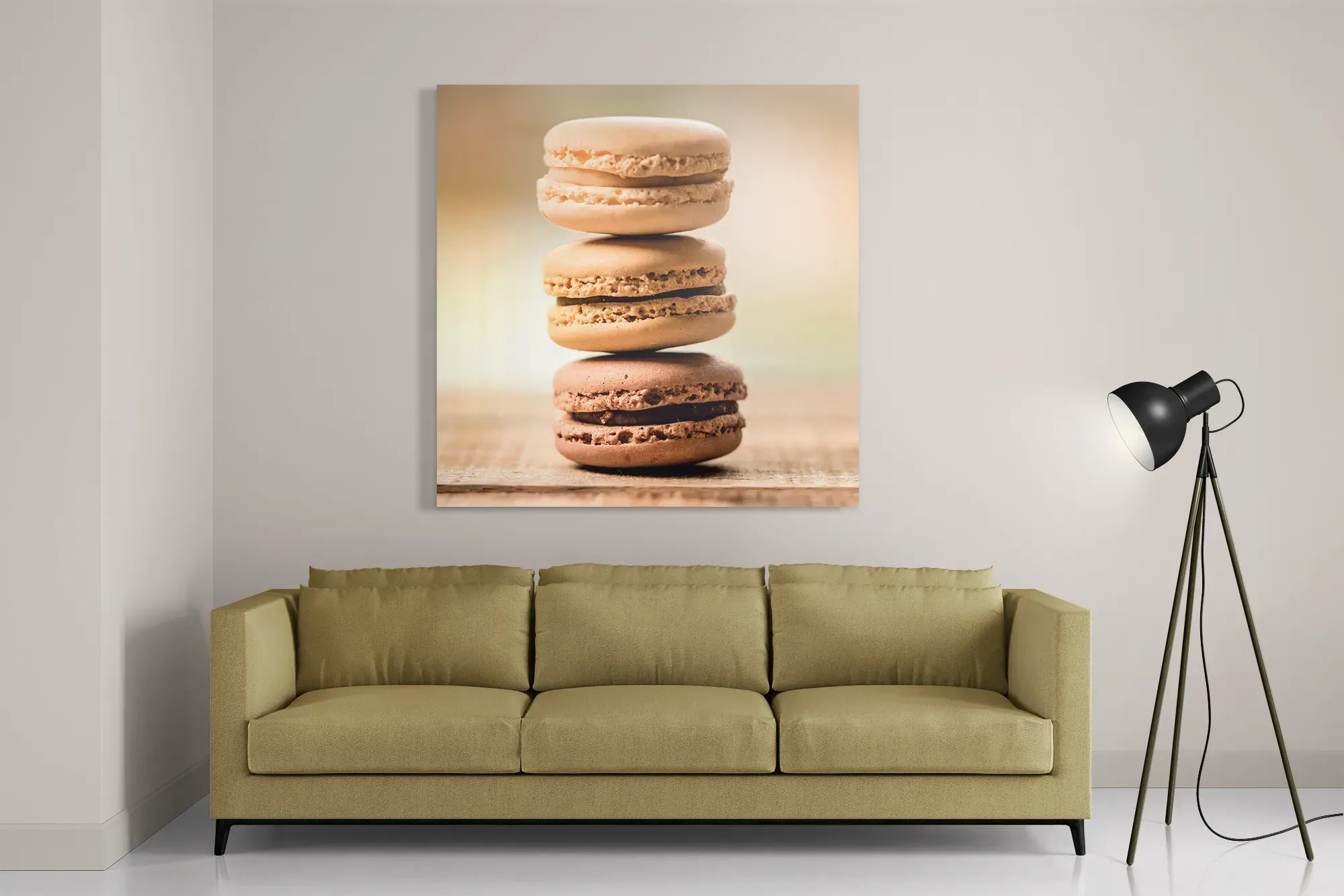 Schilderij Macarons Beige Tinten 02 Vierkant Template D Vierkant Eten En Drinken 31 2