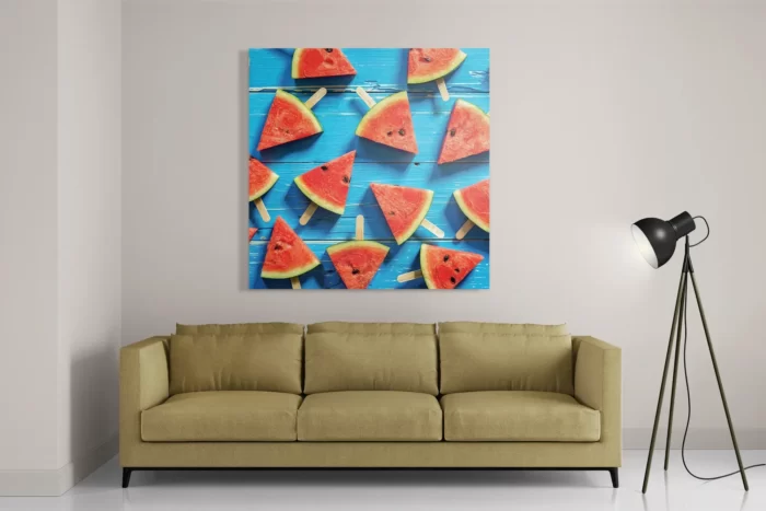Schilderij Watermeloen Ijsjes Vierkant Template D Vierkant Eten En Drinken 39 2
