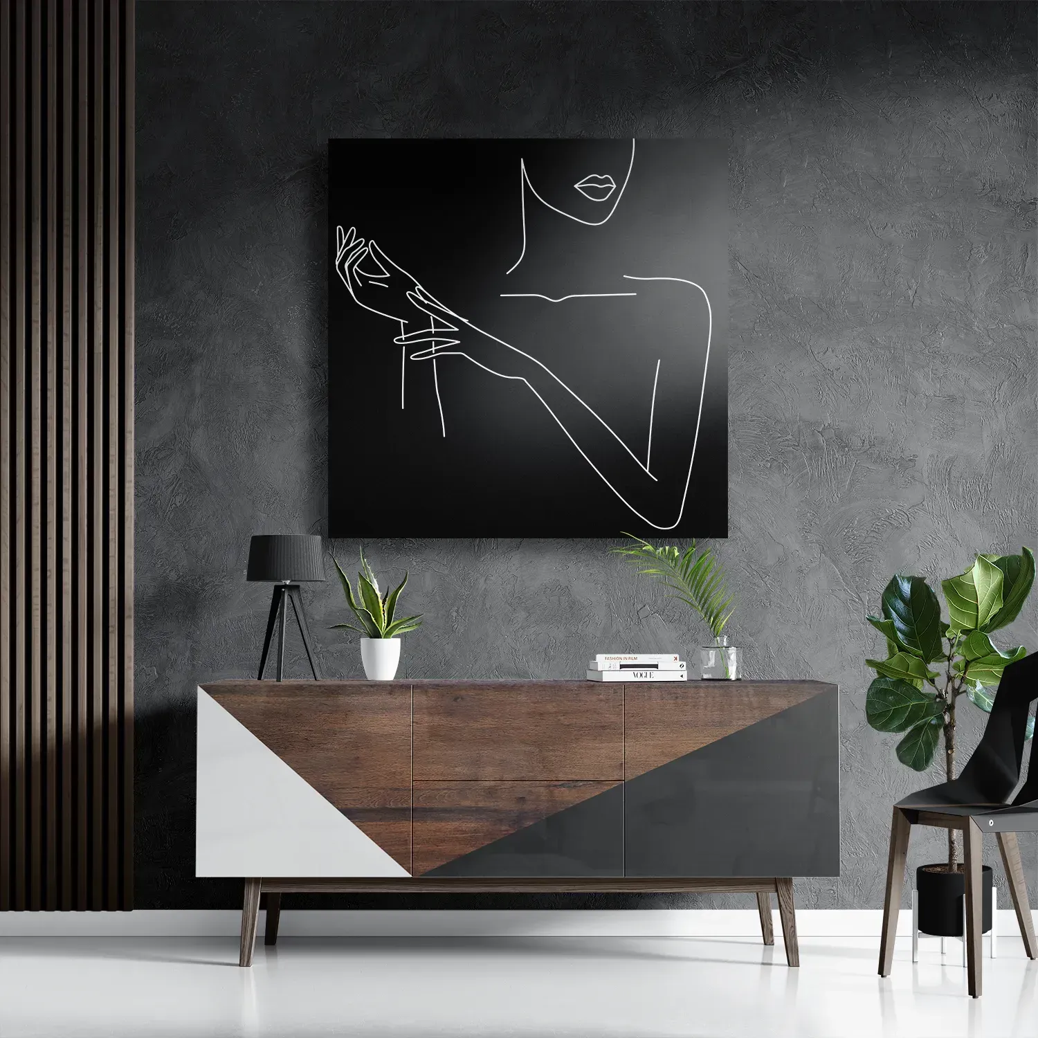 Schilderij Black and White Model 02 Vierkant Template D Vierkant Lifestyle 21 3