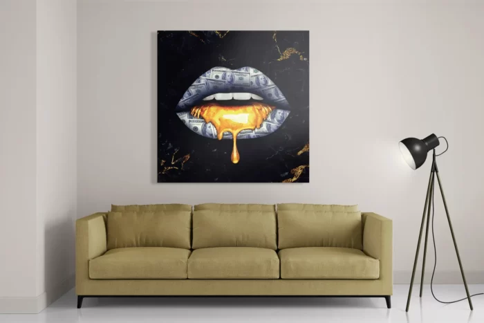 Schilderij Golden Money Lips Vierkant Template D Vierkant Lifestyle 5 2