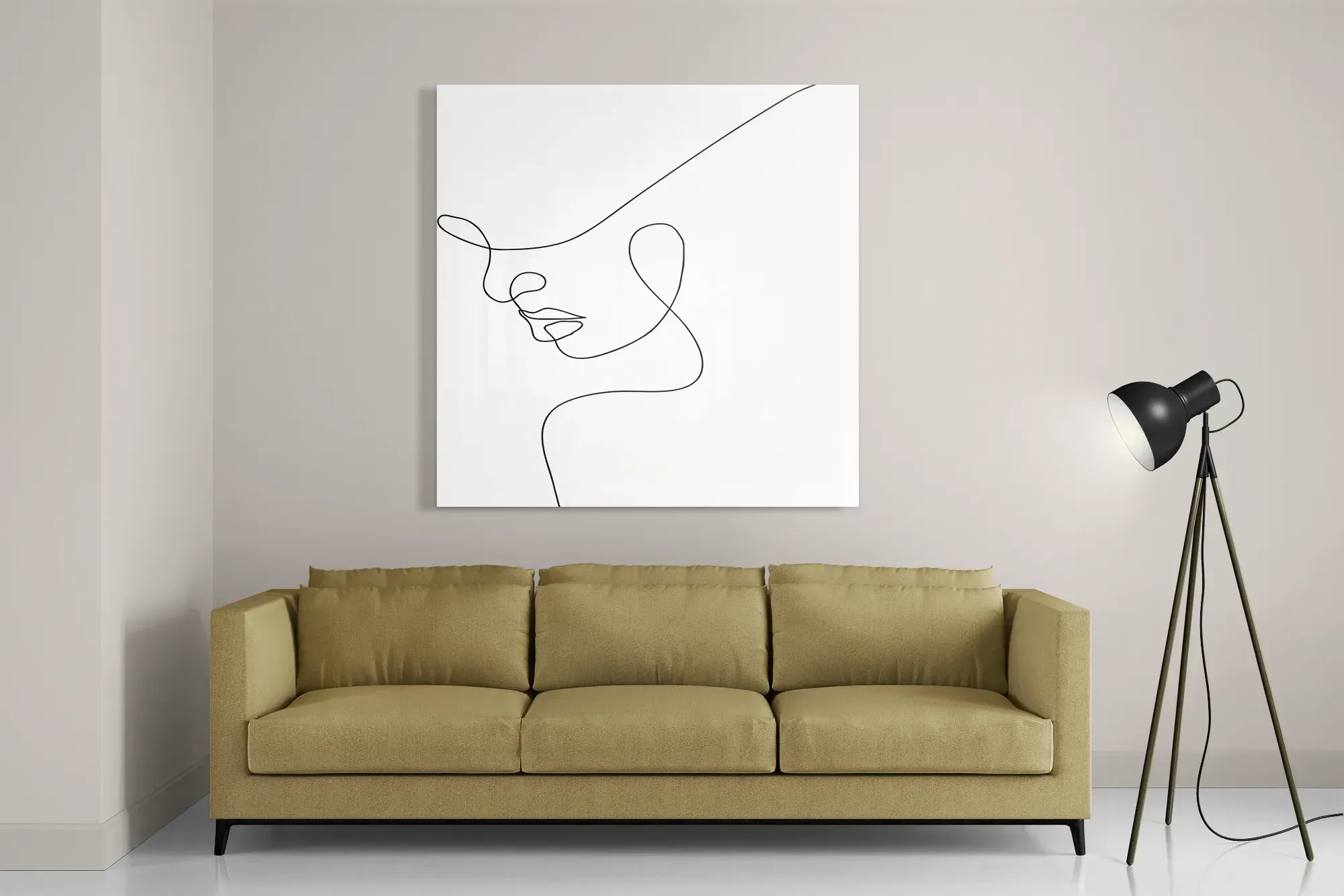 Schilderij De Golvende Dunne Kaaklijn Vierkant Template D Vierkant Lifestyle 9 2