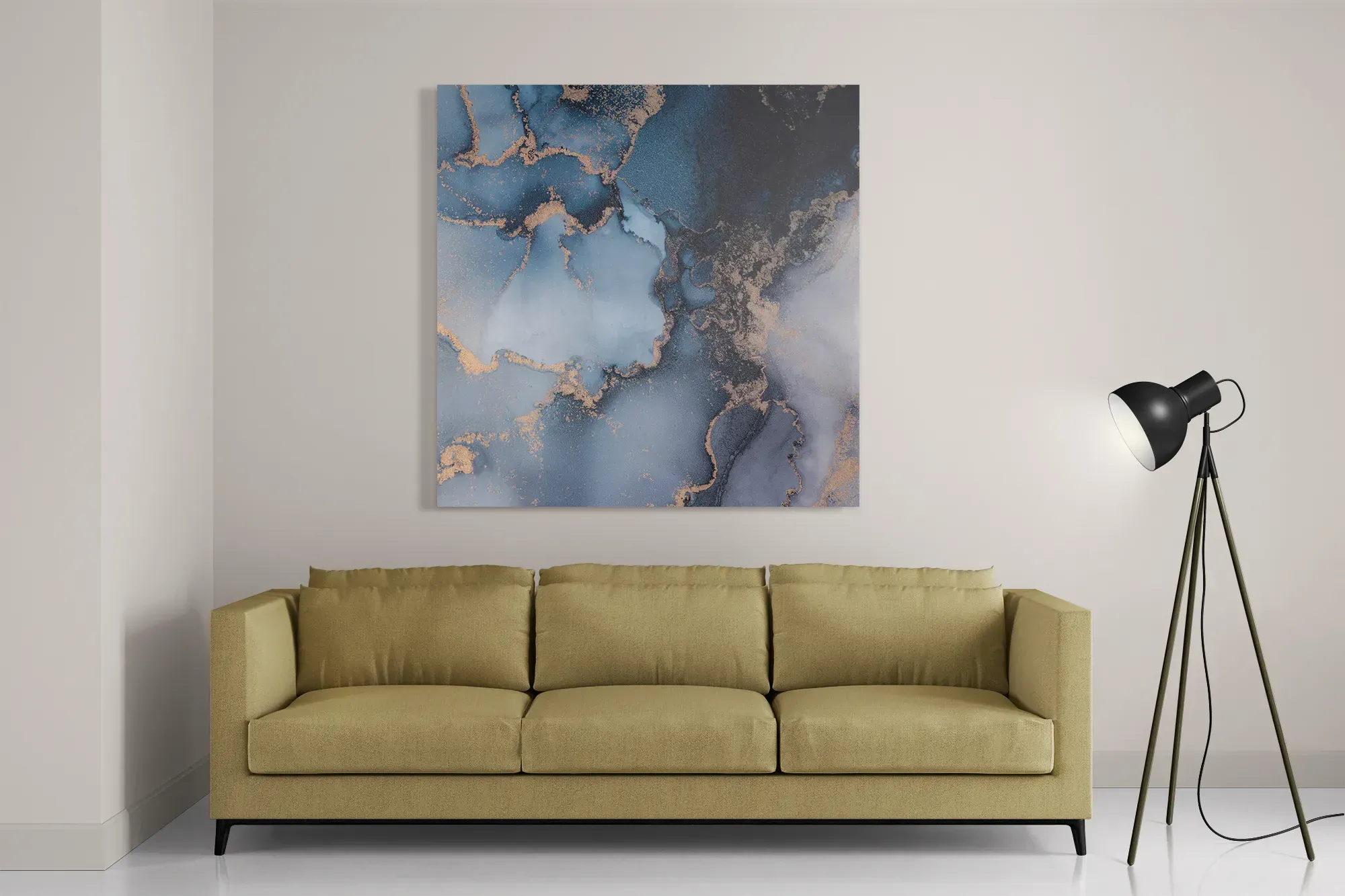 Schilderij Marmer Look Chique Donker Blauwtinten met Goud 03 Vierkant Template D Vierkant Marmer 32 2