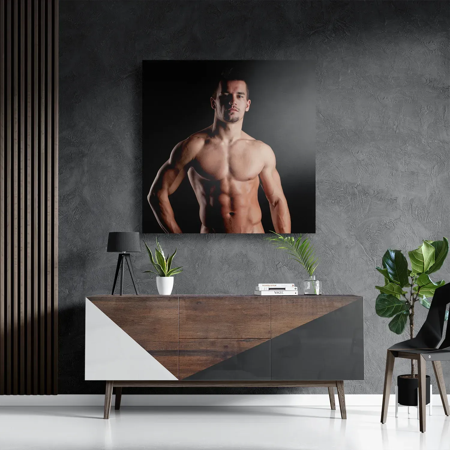 Schilderij Man Met Ontbloot Bovenlichaam Vierkant Template D Vierkant Mensen 29 3