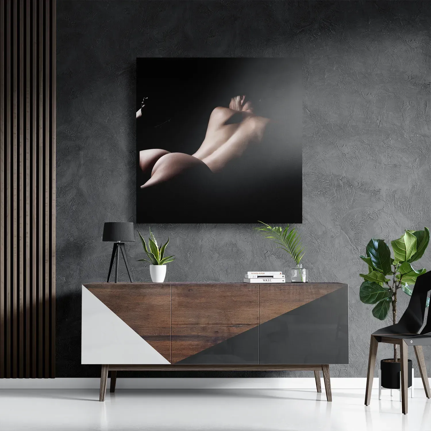 Template_D_Vierkant_Mensen_37-3 Schilderij Blote Vrouw achterzijde Met Hoed Vierkant Template D Vierkant Mensen 37 3