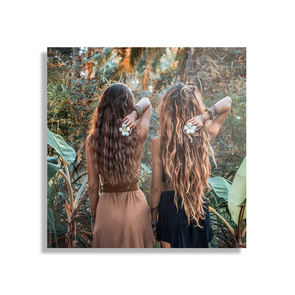 Schilderij Twee Mooie Dames In de Jungle Vierkant Template D Vierkant Mensen 43 1