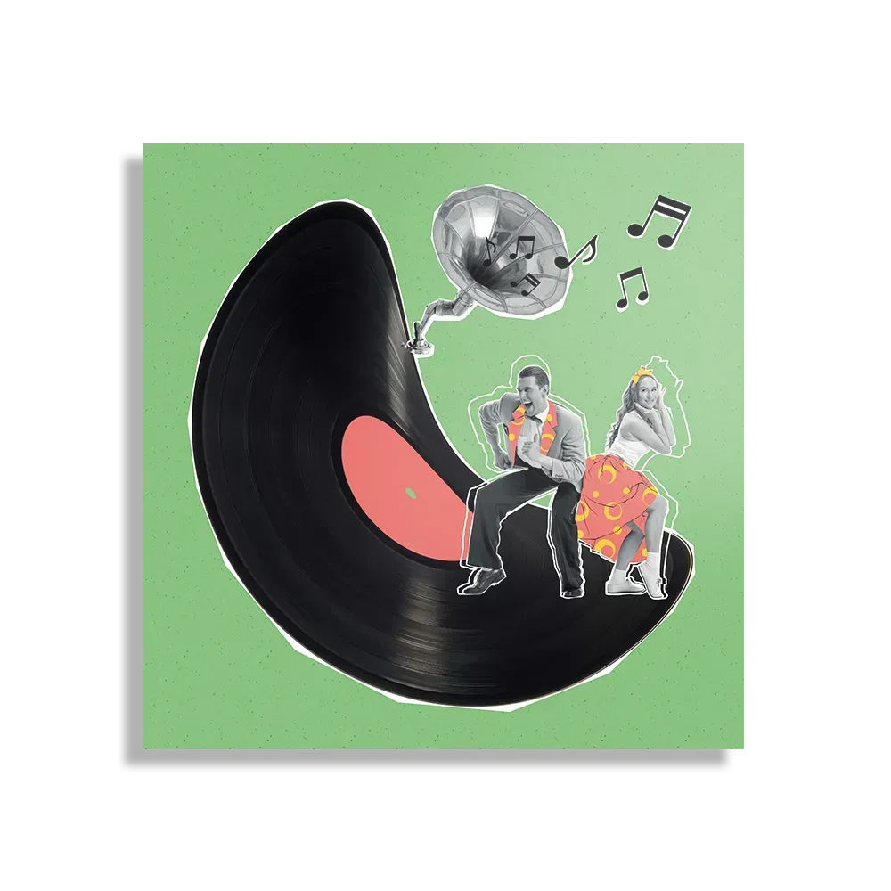 Schilderij Platendraaier Vierkant Template D Vierkant Muziek 2 1