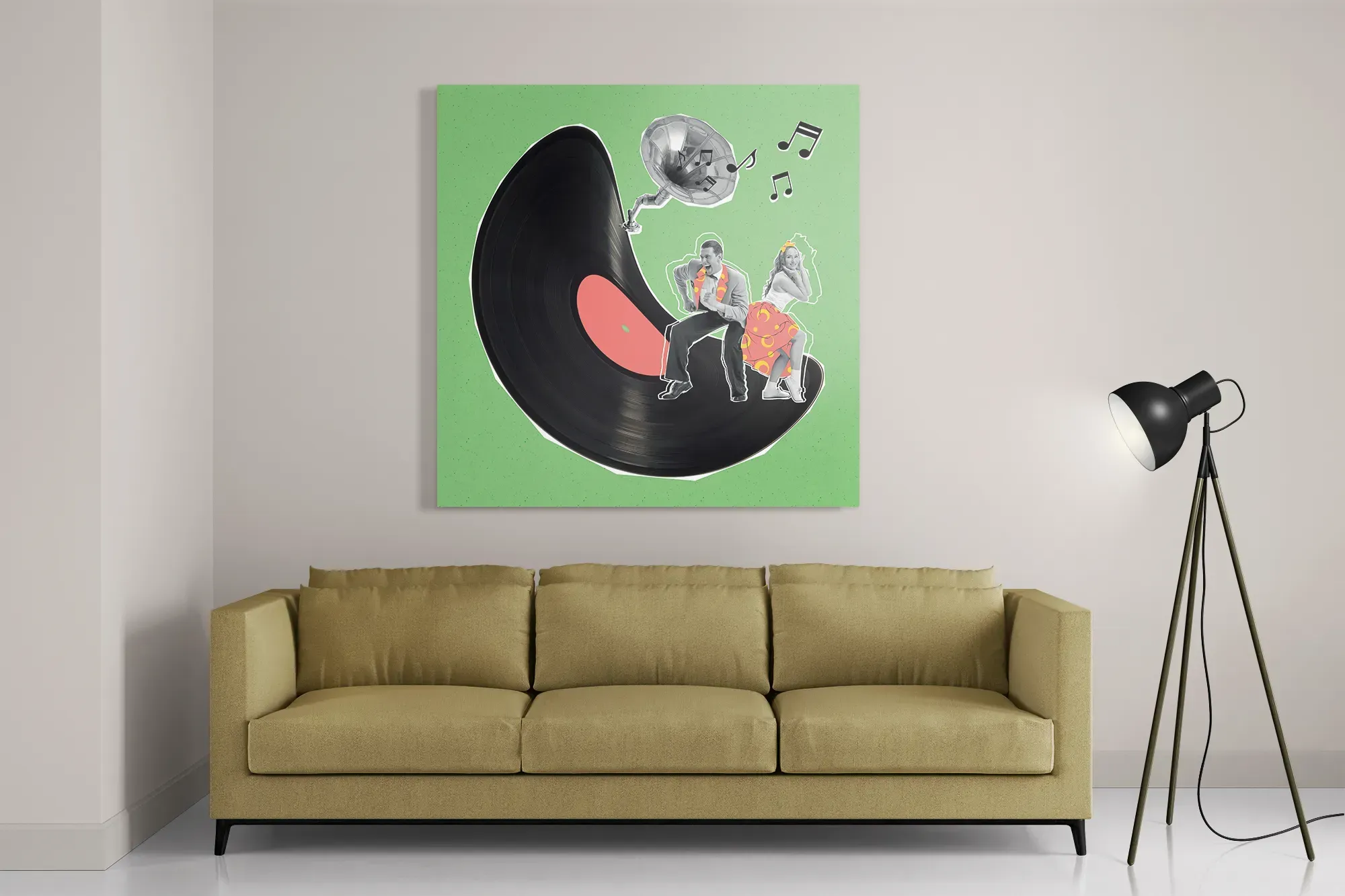 Schilderij Platendraaier Vierkant Template D Vierkant Muziek 2 2