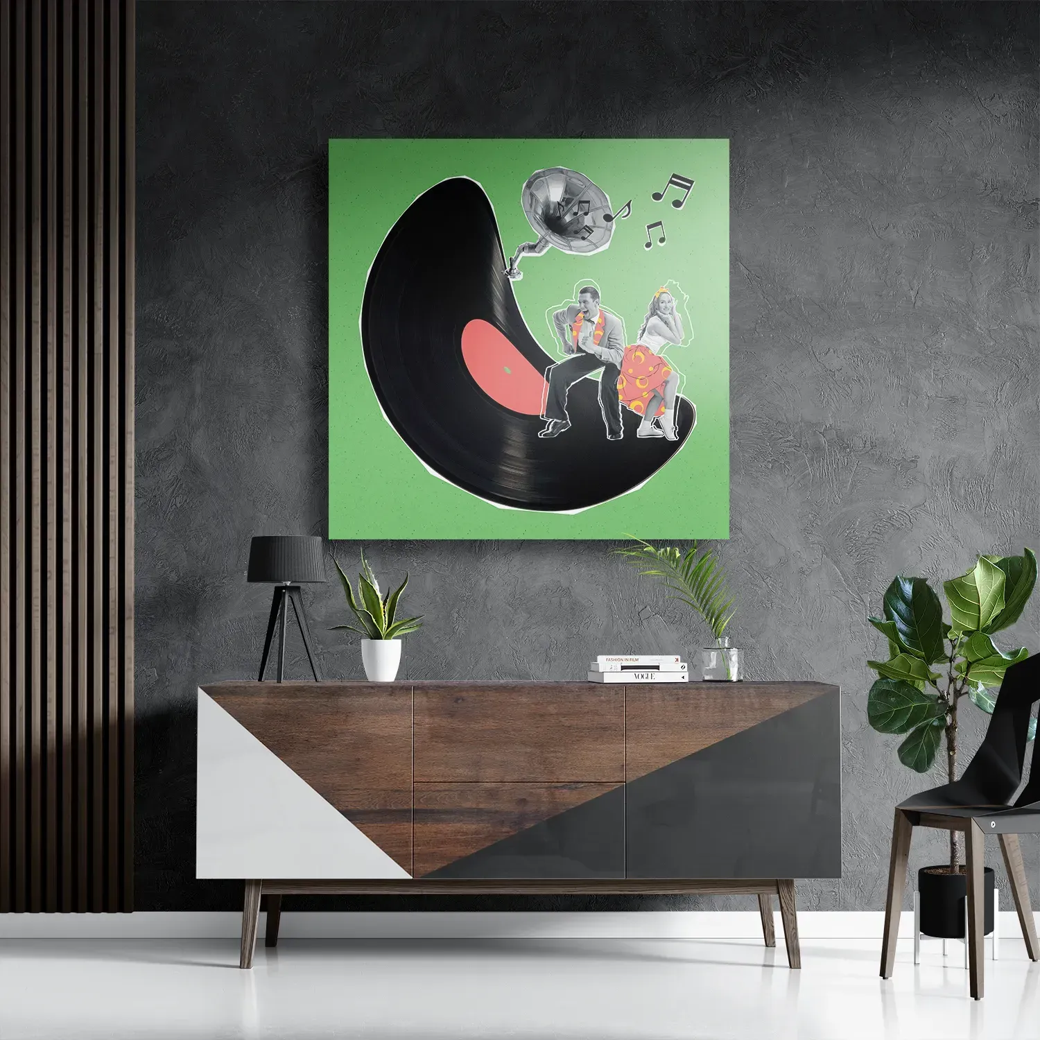 Schilderij Platendraaier Vierkant Template D Vierkant Muziek 2 3