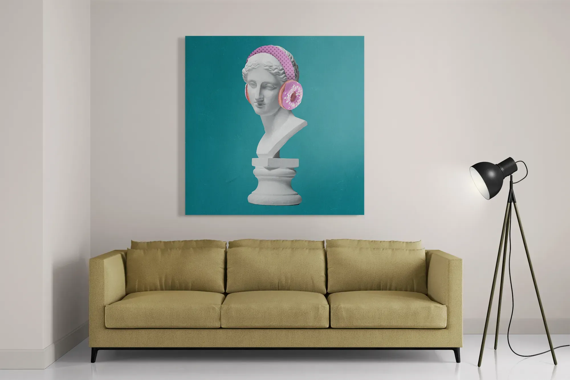 Schilderij Het Muziek Luisterende Beeld Vierkant Template D Vierkant Muziek 6 2