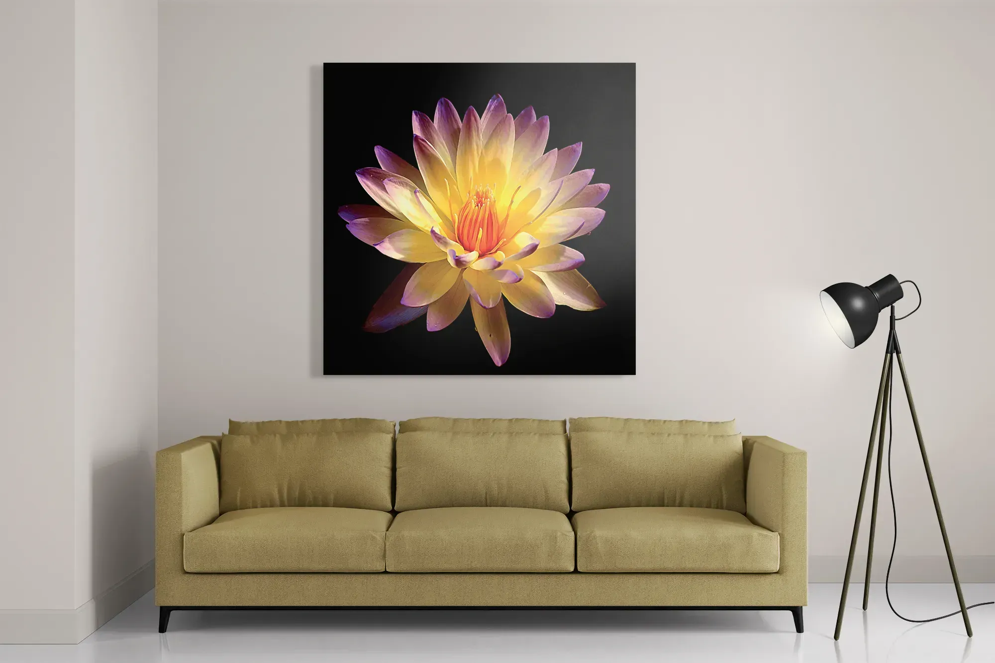 Schilderij Paarse Gele Dahlia Vierkant Template D Vierkant Natuur 60 2