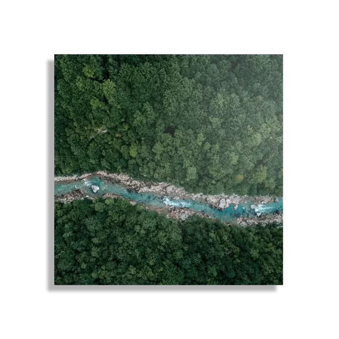 Schilderij Ruige rivier door bos Vierkant Template D Vierkant Natuur 65 1