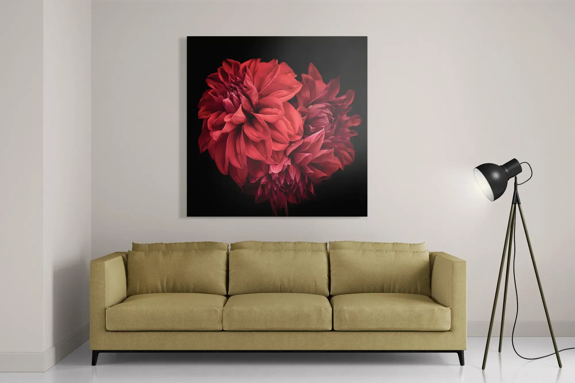 Schilderij Rood Paarse Dahlia Vierkant Template D Vierkant Natuur 75 2