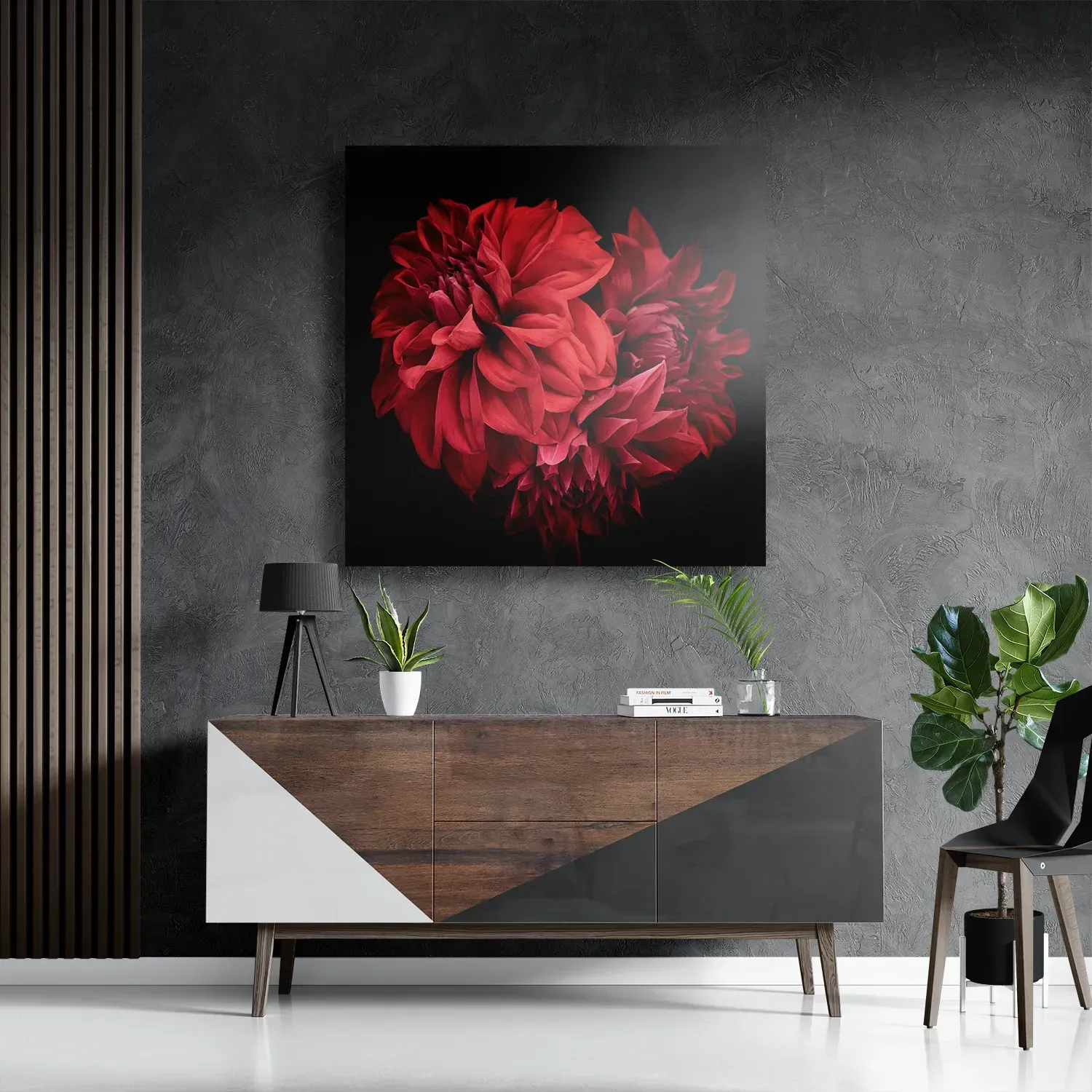 Schilderij Rood Paarse Dahlia Vierkant Template D Vierkant Natuur 75 3