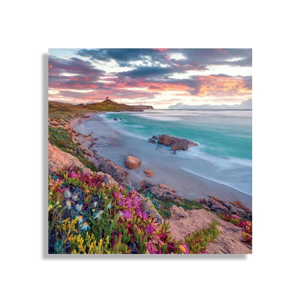 Schilderij Kleurrijke kust Vierkant Template D Vierkant Natuur 81 1