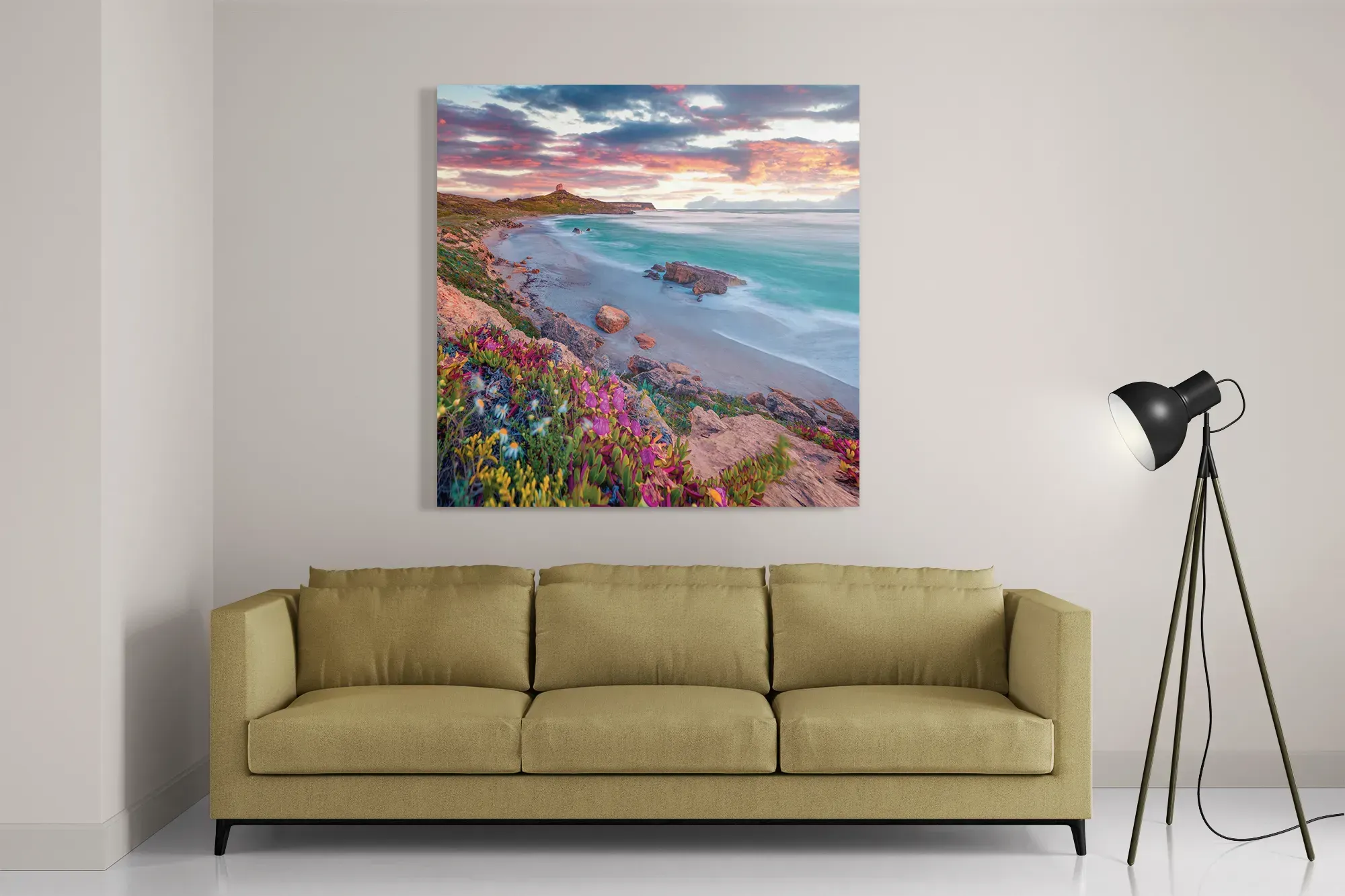 Schilderij Kleurrijke kust Vierkant Template D Vierkant Natuur 81 2