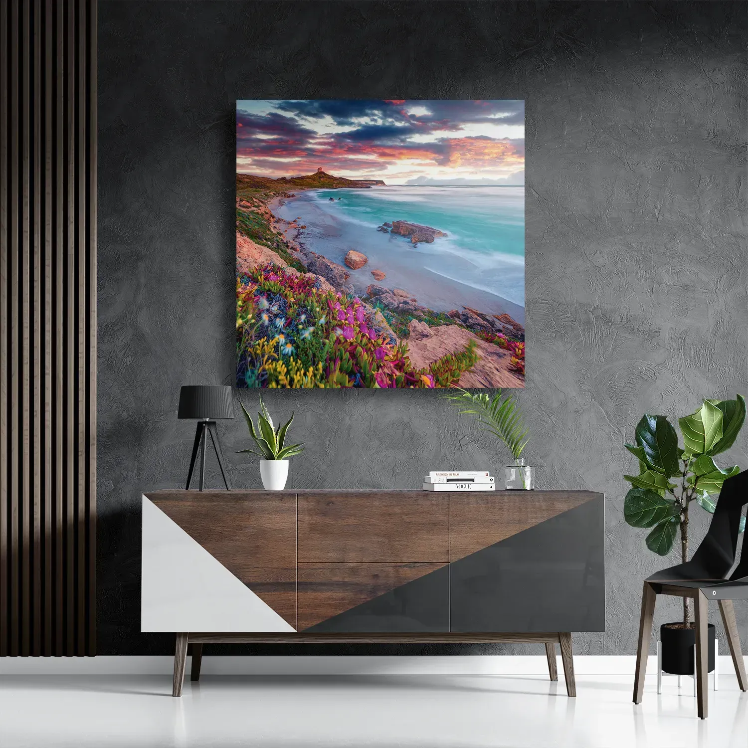 Schilderij Kleurrijke kust Vierkant Template D Vierkant Natuur 81 3