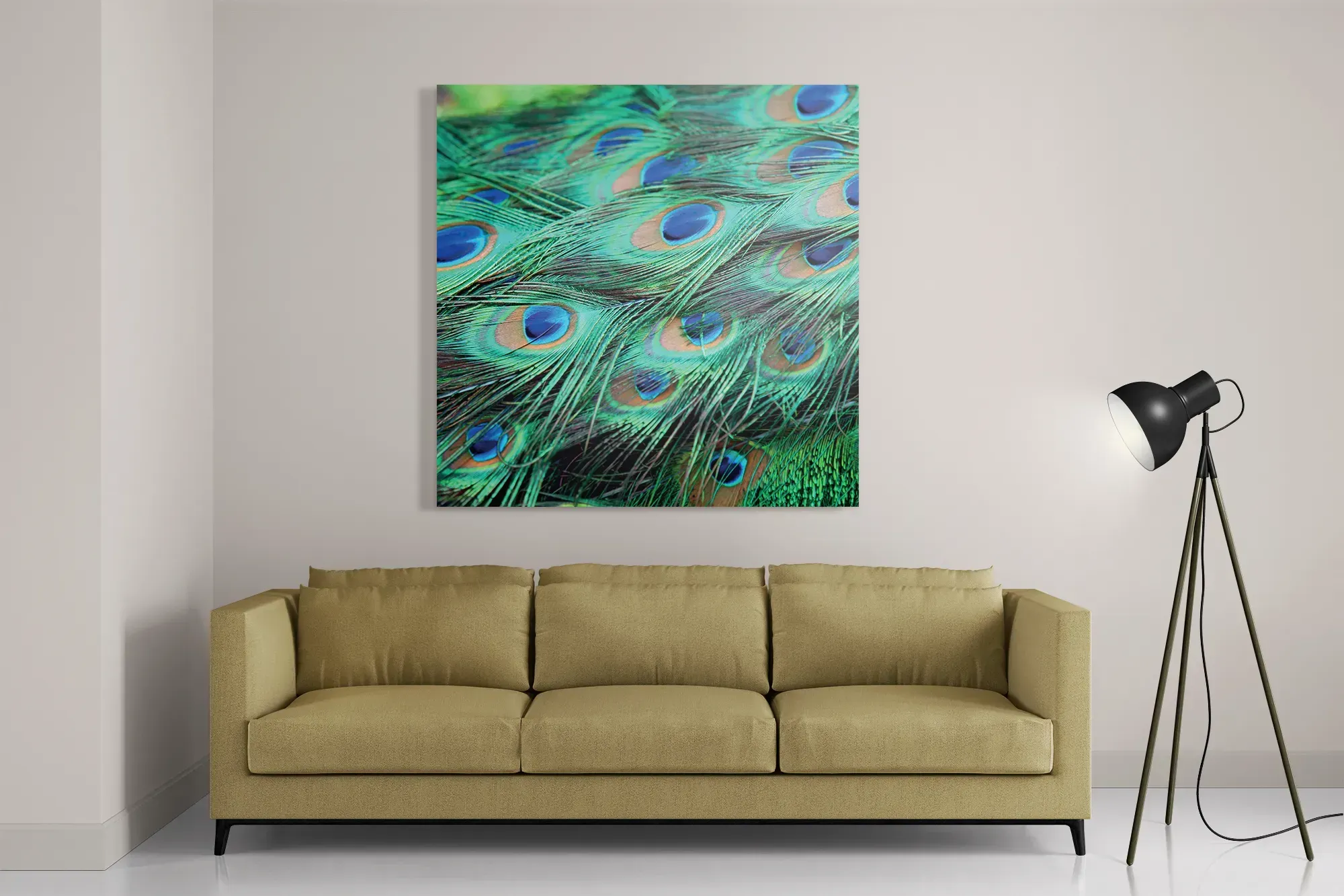 Schilderij Veren van de Pauw Vierkant Template D Vierkant Natuur 89 2