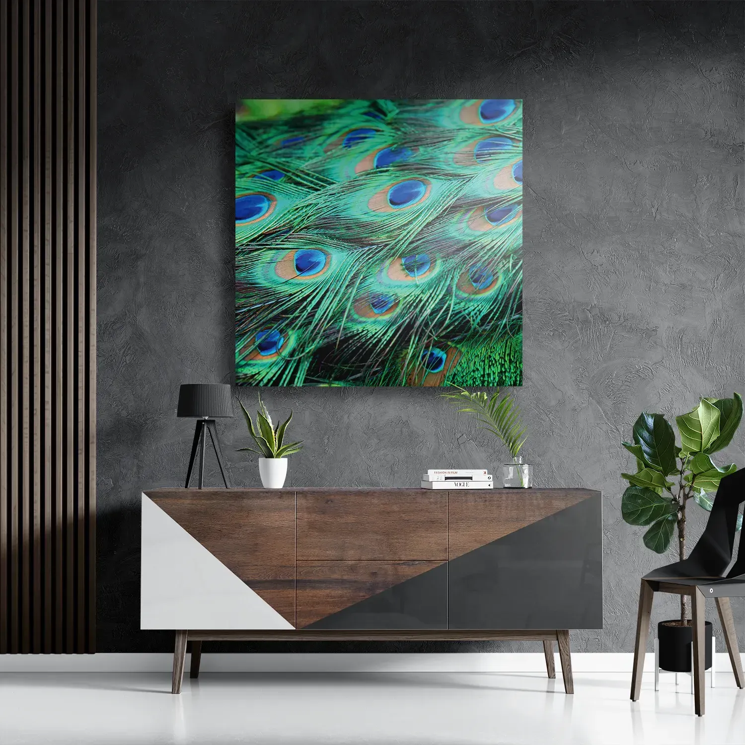 Schilderij Veren van de Pauw Vierkant Template D Vierkant Natuur 89 3