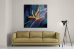 Schilderij Heliconia bloem op donkere achtergrond Vierkant Template D Vierkant Natuur 95 2