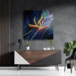 Schilderij Heliconia bloem op donkere achtergrond Vierkant Template D Vierkant Natuur 95 3