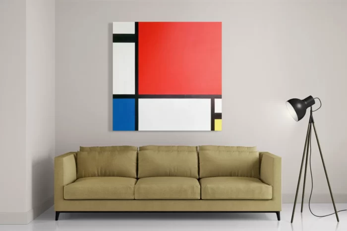 Schilderij Mondriaan de rode rechthoek Vierkant Template D Vierkant Om 1 2