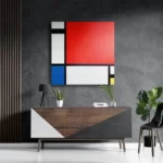 Schilderij Mondriaan de rode rechthoek Vierkant Template D Vierkant Om 1 3