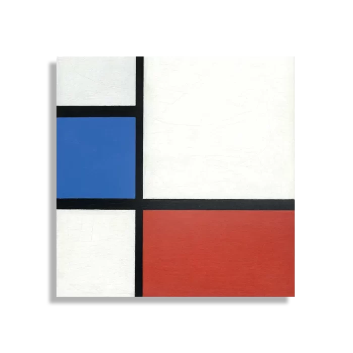 Schilderij Mondriaan de Blauwe vlakte Vierkant Template D Vierkant Om 3 1