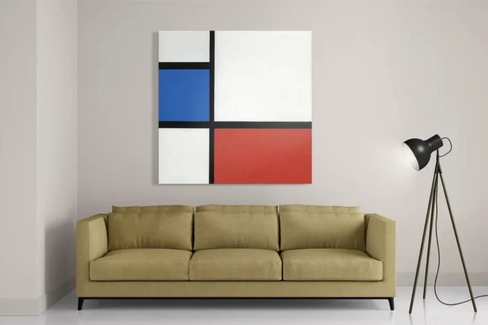 Schilderij Mondriaan de Blauwe vlakte Vierkant Template D Vierkant Om 3 2