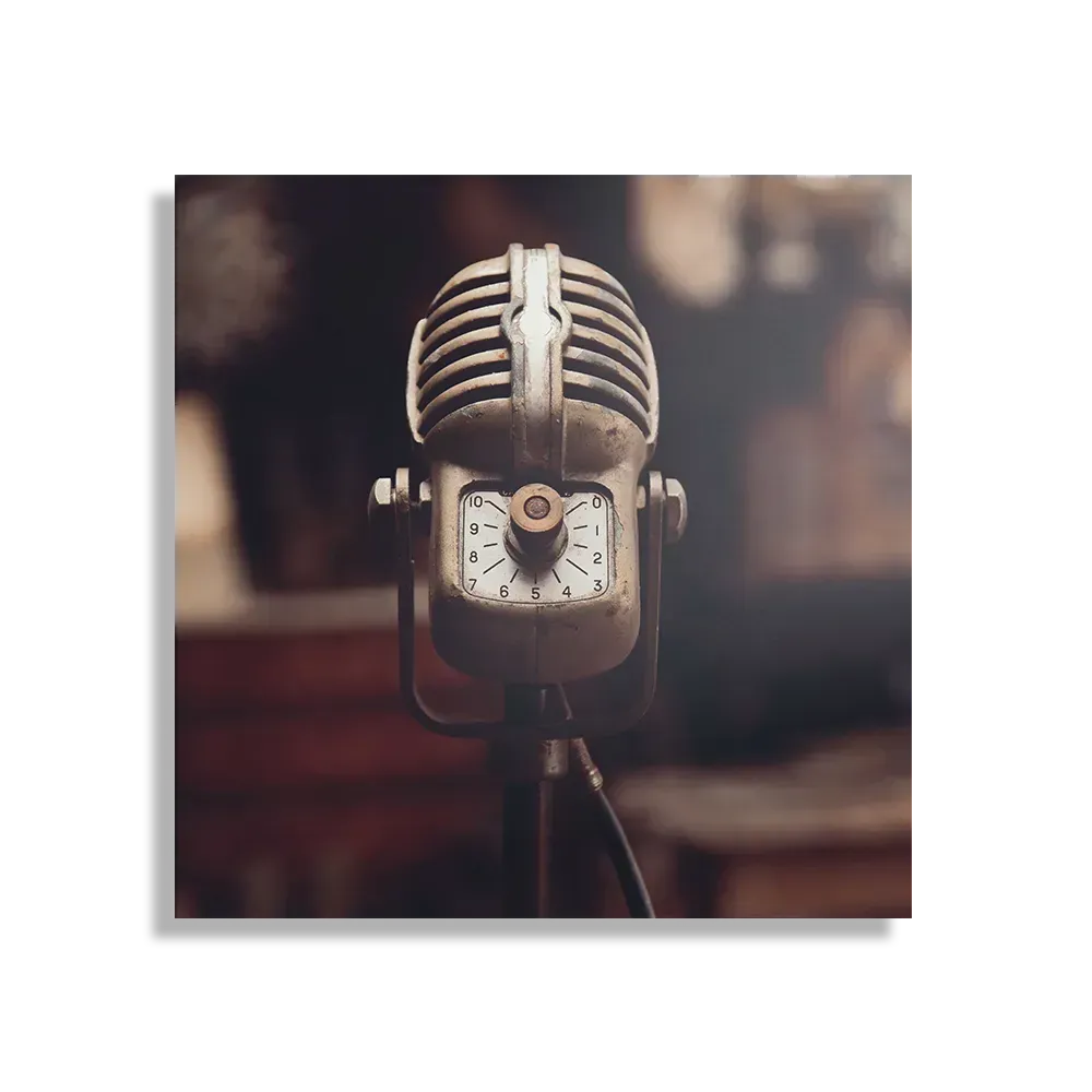 Schilderij Old School Microfoon Vierkant Template D Vierkant Retro 14 1