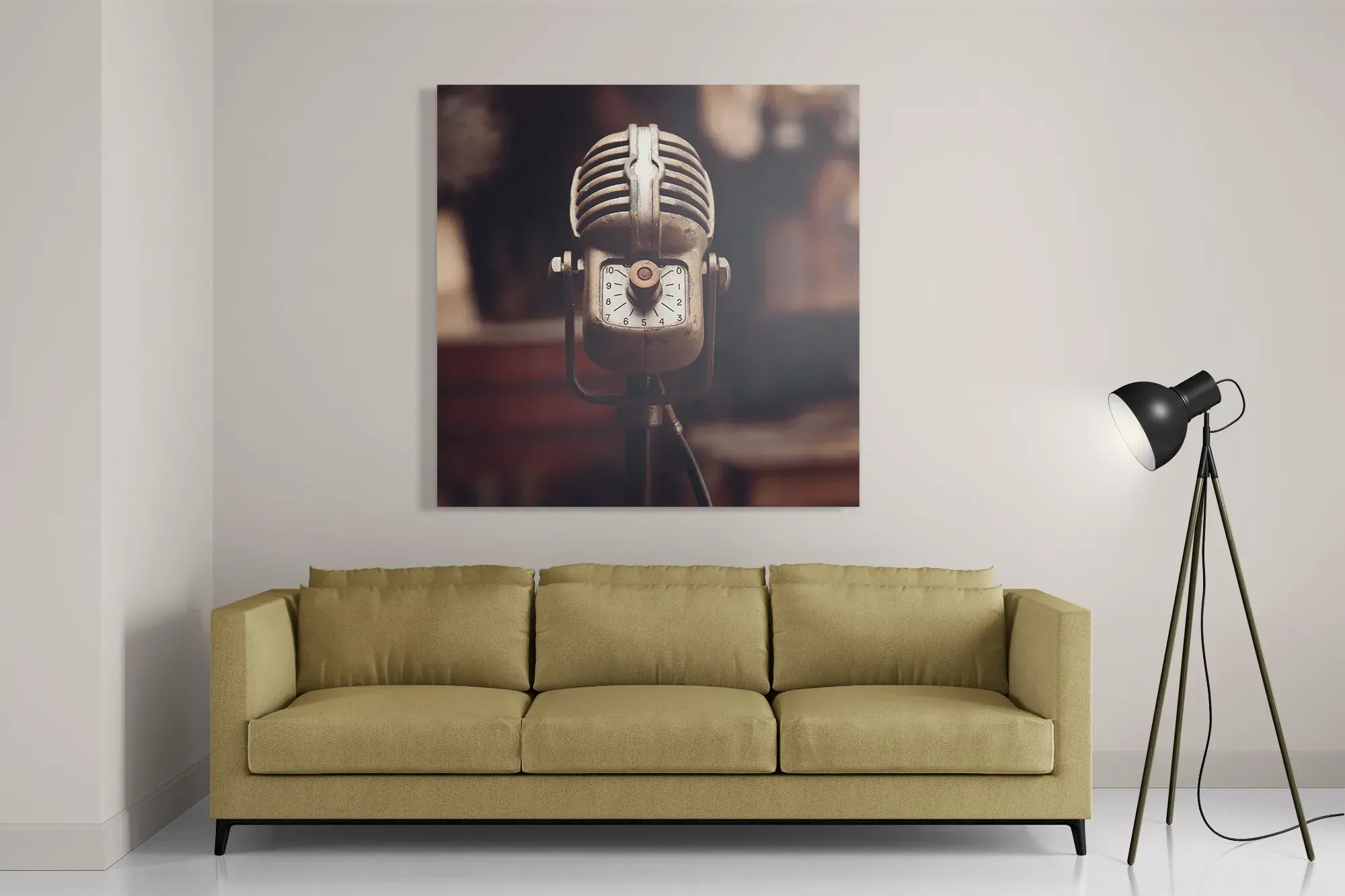 Schilderij Old School Microfoon Vierkant Template D Vierkant Retro 14 2