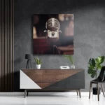 Schilderij Old School Microfoon Vierkant Template D Vierkant Retro 14 3