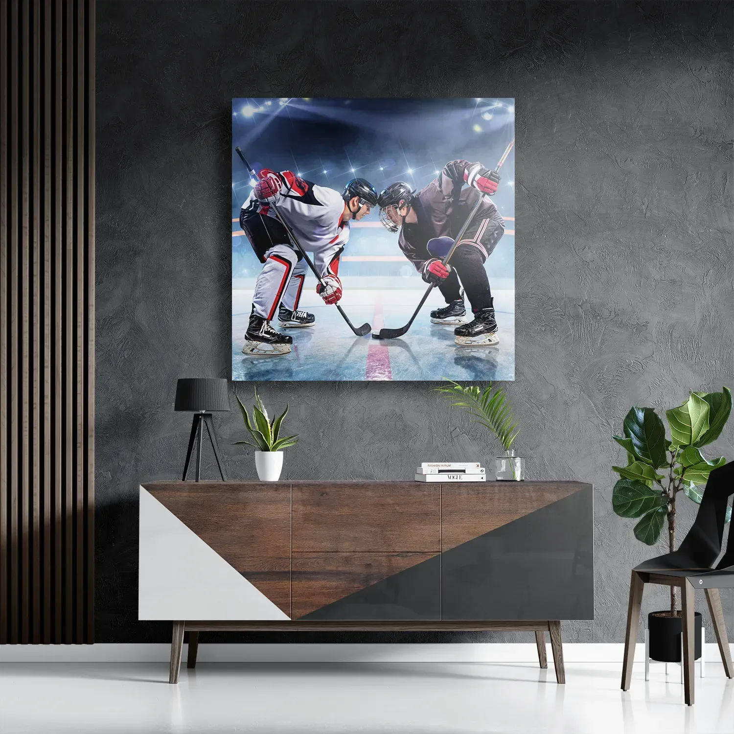 Schilderij Ijshockey Battle Vierkant Template D Vierkant Sport 13 3